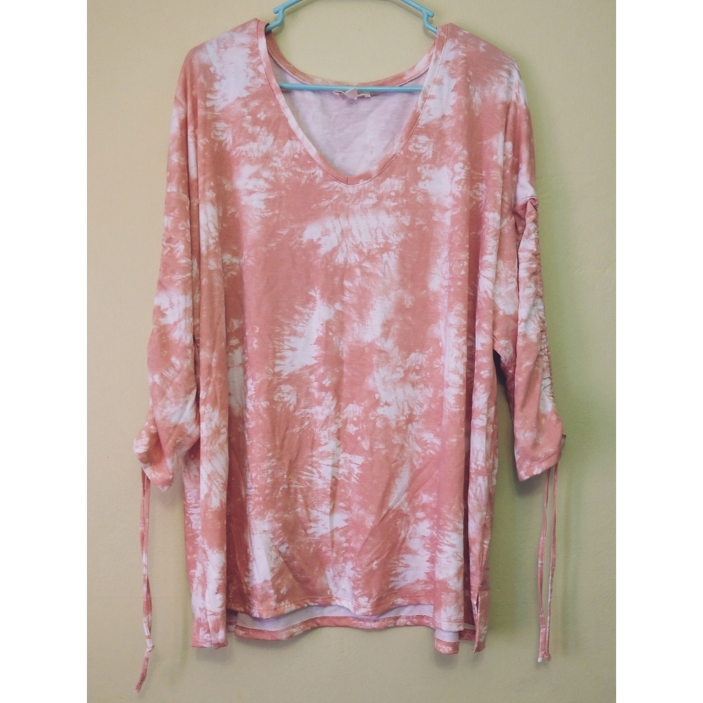 # Como Blu 3X pink tie dye shirt with tie sleeves